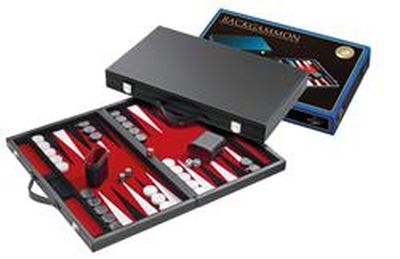 Backgammon red, large, synthetic leather  (Rood)